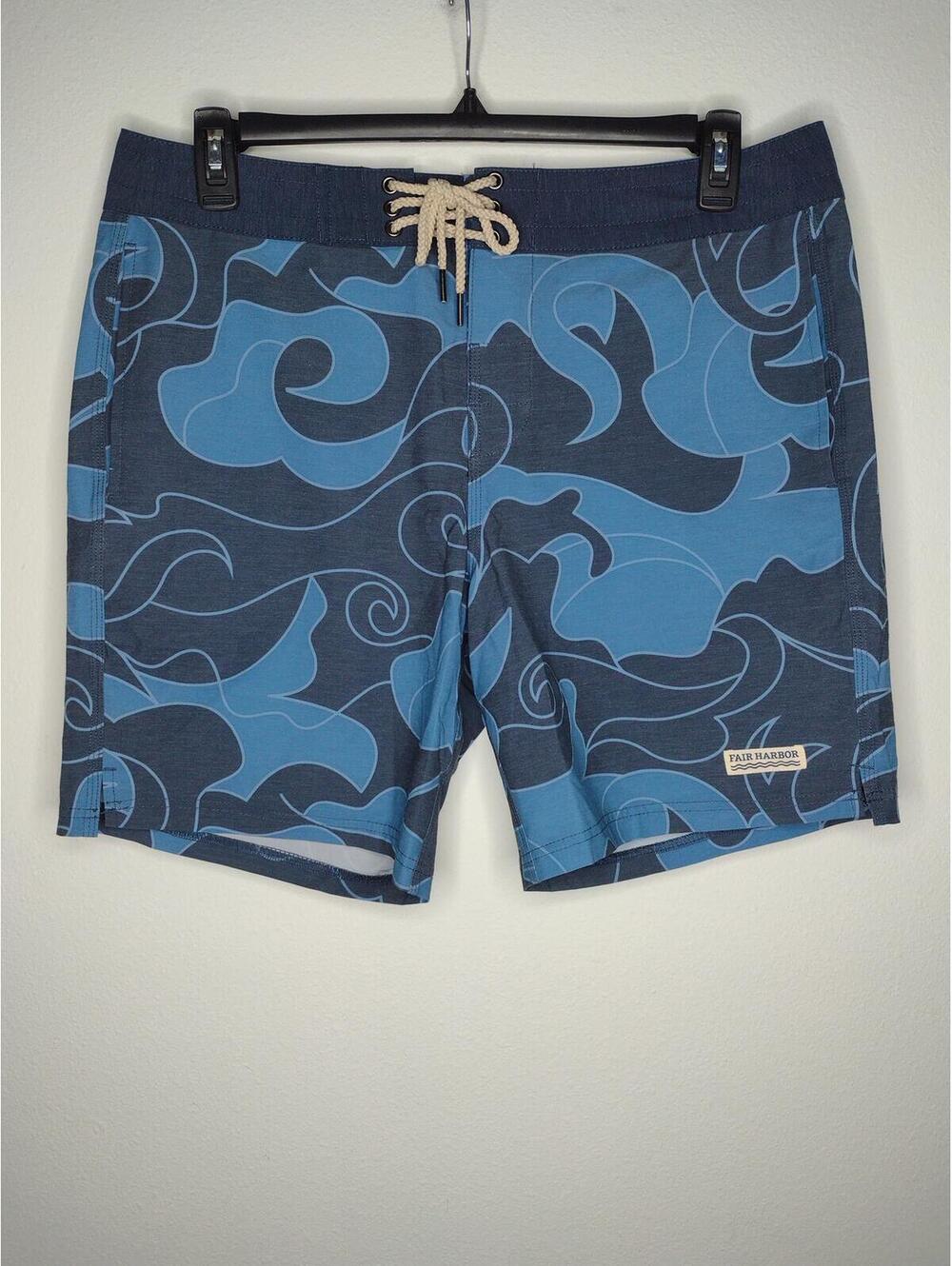 NWOT Fair Harbor Men's Blue Board Shorts Size 34